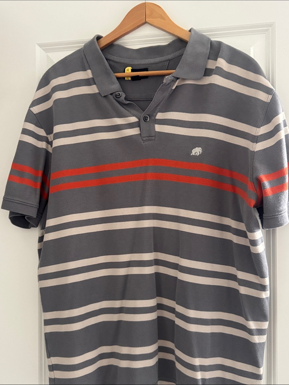 Banana Republic Gray Polo with White and Red Stripes